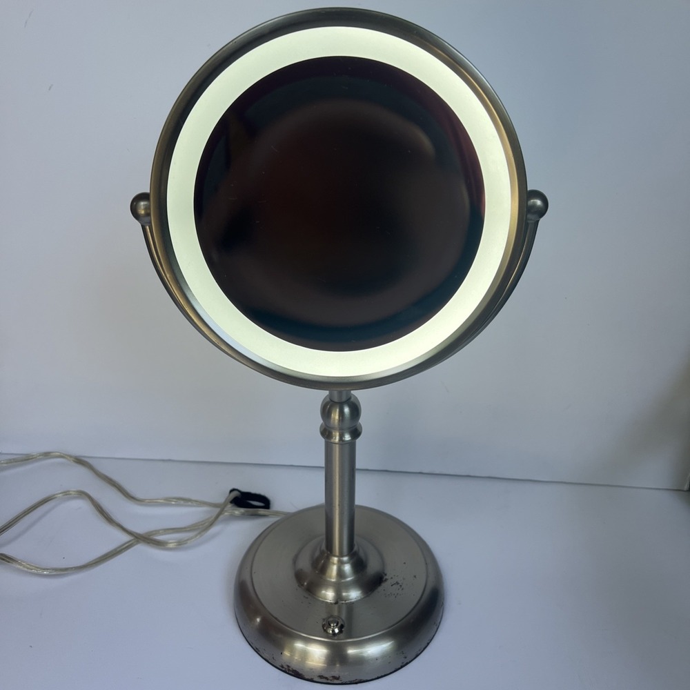 Intertek Nickel Brushed Magnifying Makeup Mirror Double Sided Light Up 18 X6
